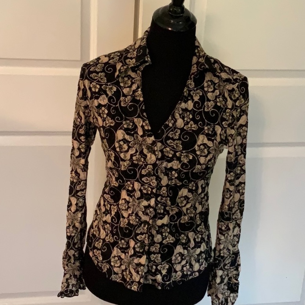 INC colored long sleeve V-neck blouse